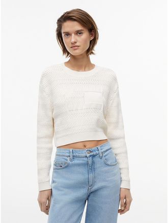 Tommy Hilfiger Womens Tommy Jeans Textured Lace-Up Sweater - White - XL