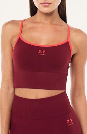 P.E Nation Release Seamless Crop Tank in Cabernet /Strawberry at Nordstrom, Size X-Small