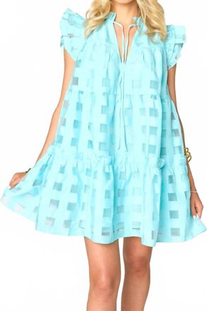 BuddyLove Aubrey Ruffle Shoulder Short Dress In Sky