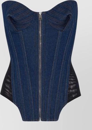 Jean Paul Gaultier mesh detail corset with boning and lace-up