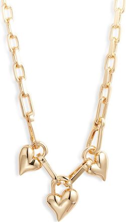 JENNY BIRD Triple Padlock Heart Pendant Chain Necklace in High Polish Gold at Nordstrom
