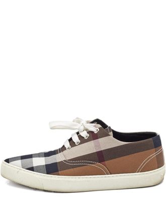 Burberry House Check pointed-toe sneakers - women - Canvas/Calf Leather/Rubber - 39 - Brown
