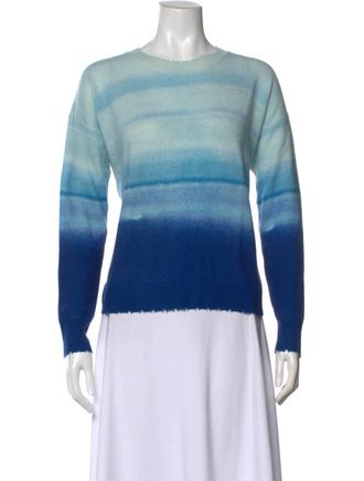 Autumn Cashmere Womens Gradient Distress Crew Sweater In Aqua