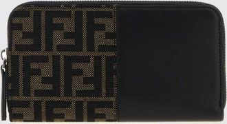 Fendi Portafoglio continental con zip in tessuto jacquard FF e pelle