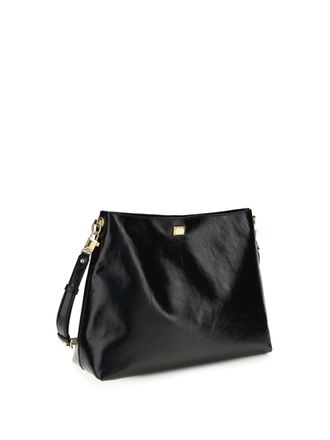 Dolce & Gabbana Womens Shoulder Bag Vittoria Leather Black Calf