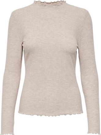 Only Dames Beige Gebreide Kleding - Dames - Ronde hals truien - Beige - XS - Truien & Vesten