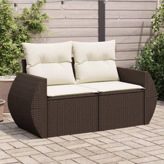 vidaXL Vidaxl - Divano da Giardino a 2 Posti con Cuscini in Polyrattan Marrone