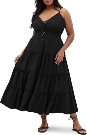 City Chic Aiza Midi Sundress in Black at Nordstrom, Size 14W