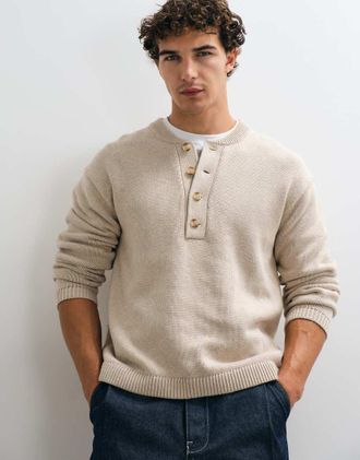 Abercrombie & Fitch maglione lavorato serafino color crema-Grigio