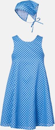 Montce Swim Betsie plaid cotton minidress and scarf set