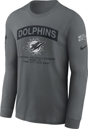 Nike Miami Dolphins Salute to Service Nike Mens NFL Long-Sleeve T-Shirt in Grey | NKAC0AIA2J-RFD
