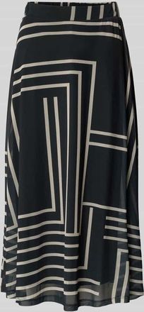 Zabaione Midirock mit geometrischem Allover-Print Modell Serena in Black, Größe XL