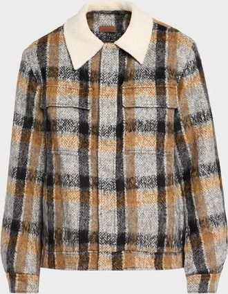 SIMKHAI Men & apos;s Ford Brushed Plaid Trucker Jacket