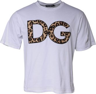 Dolce & Gabbana Mens White Dg Logo Cotton Shorts Sleeves T-Shirt