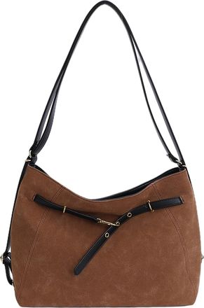 Generic Faux Suede Shoulder Bag Large Capacity Tote Bag Satchels for Women (Brown)
