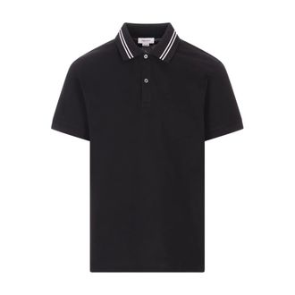 Alexander McQueen Alexander McQueen, Polo Shirts, male, Black, Size: XL Black Stripe-Detail Polo Shirt