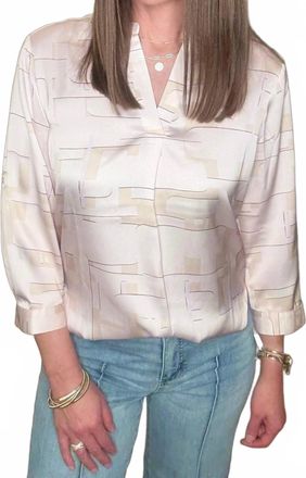 Lyss&eacute; Ashanti Roll Tab V Neck Top In Beige