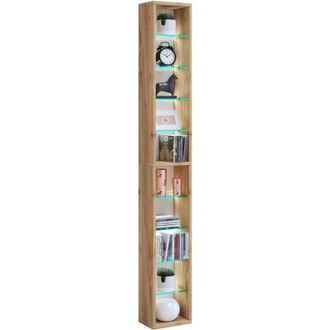 VCM Wood Cd Dvd Shelf Librer&iacute;a Almacenamiento Dimensiones Al. 155 X An. 21 X T. 14 Cm Stand Shelf - Rasato Xl (honey Oak) - Vcm