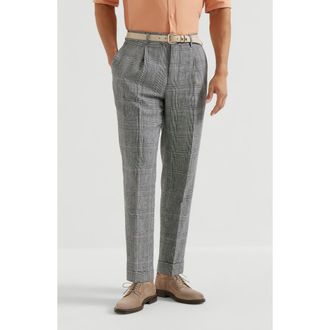 Brunello Cucinelli Prince of Wales trousers in Black at Nordstrom, Size 46 It