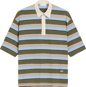 Ami Oversized Striped Polo Shirt with Signature Ami Patch