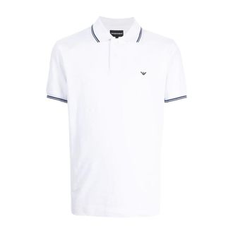 Emporio Armani Polo Shirts, male, White, Size: 2XL Contrast Trim Polo Shirt White Cotton