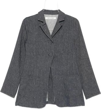 Mark Kenly Domino Tan Jassen, Dames, Blauw, S, Donkerblauwe Jeans met Reverskraag