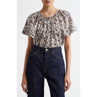 Ulla Johnson Sena Flutter Sleeve Cotton Blend Top in Cosmos at Nordstrom Rack, Size 0