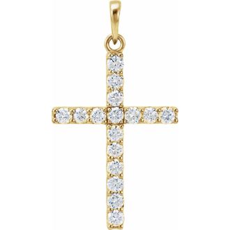 Diamond2Deal 14k Gold 1ct Lab-Grown Diamond Cross Pendant