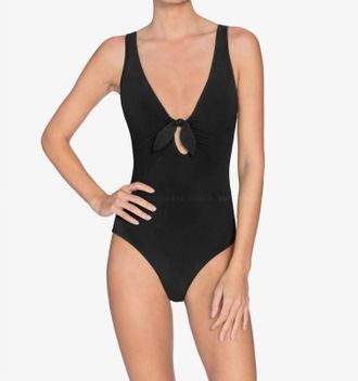 Robin Piccone Ava Plunge One Piece Swimsuit In Black