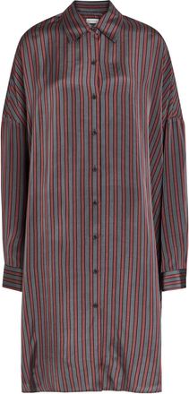 Dries Van Noten Dasia Striped Satin Midi Shirt Dress - Grey - S (UK8-10 / S)