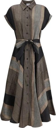 Sara Roka Gestreepte Patchwork Chemisier Jurk - Dames - Shirt Kleedjes - Veelkleurig - M - Kleedjes