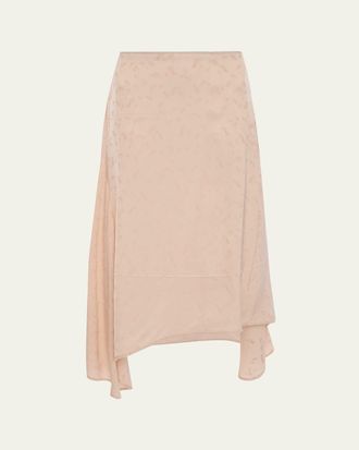 Victoria Beckham Asymmetric Draped Floral Jacquard Midi Skirt