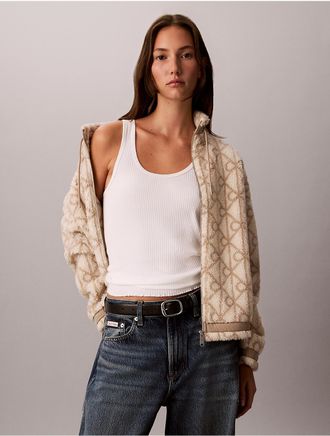 Calvin Klein Jeans Calvin Klein Womens Emblem Logo Sherpa Jacket - Neutral - XL