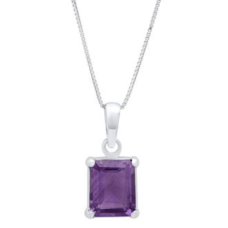 MAX + STONE Sterling Silver 8x10 Emerald Cut Gemstone Pendant