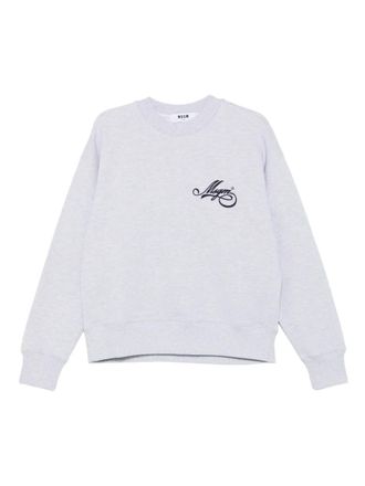 Msgm logo-embroidered sweatshirt - women - Cotton - L - Grey
