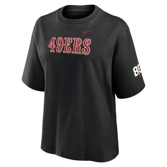 Nike San Francisco 49ers 80th Anniversary Boxy Nike Womens NFL T-Shirt in Black | 01CM00A9B-WKR