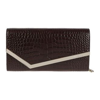 Jimmy Choo London Clutches, female, Brown, Size: ONE SIZE Brown Leather Handbag for Women