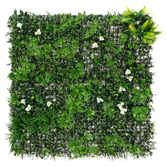 ECD Germany Ecd Germany Jardin Vertical Artificial 100x100 Cm White Bloom, Plantas Decorativas De Pared Interior/exterior, Pantallas Valla De Privacidad Resistent