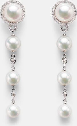 Mikimoto Orecchini in oro bianco 18kt con perle e diamanti