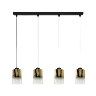 OEM L&aacute;mpara De Techo Colgante Negra Con Pantalla De Cristal Transparente Dorado, Fiord 15-531