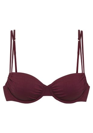 Copenhagen B&uuml;gel-Bikini-Top COPENHAGEN STUDIOS Nela, Damen, Gr. 38, Cup D, rot (weinrot), Rippware, Recycling-Polyamid, strukturiert, unifarben, Bikini-Oberteile