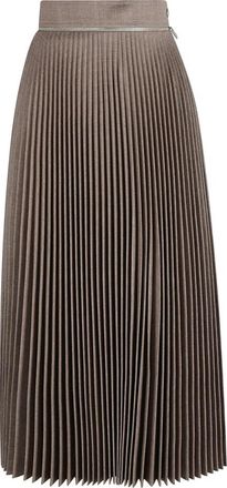 Burberry Midi Rok - Dames - Midirokken - Bruin - 4XS - Wol - Rokken