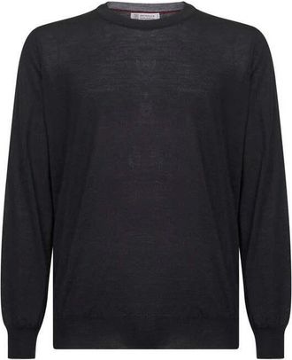 Brunello Cucinelli Black Wool Silk Knit Sweater, Brand Size 46 (US Size 36)