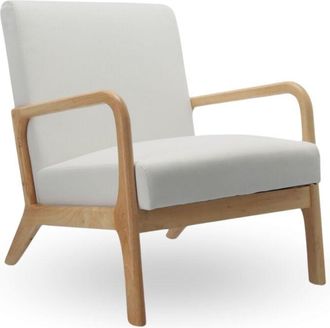 Home Heavenly Home Heavenly - Butaca nórdica de madera maciza NICOLE, tapizada antimanchas, con cojín incluido. 72x83x65 cm. Color: Verde