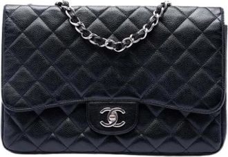 Chanel Pre-owned Classic Jumbo Single Flap - Dames - Vintage Schoudertas - Zwart - ONE Size - Leer - Vintage