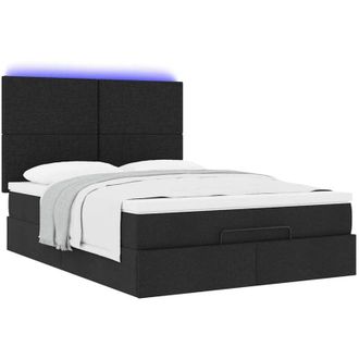 vidaXL Estructura Cama Otomana Colch&oacute;n Tela Negra 140x190 Cm Vidaxl