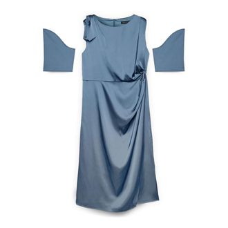 Fiorella Rubino Gekreukelde satijnen jurk - Dames - Feestkleedjes - Blauw - XL - Satijn - Kleedjes