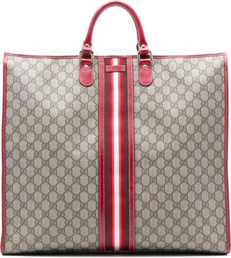 Gucci Borsa tote in tessuto GG Supreme con decorazione Web 2000-2015 - Marrone