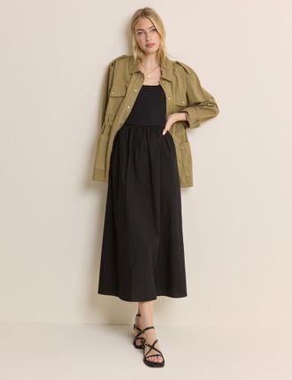 Nobody's Child Black Scoop Neck Molly Midi Dress