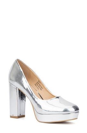 New York & Company Nancy Platform Pump in Silver at Nordstrom Rack, Size 10
